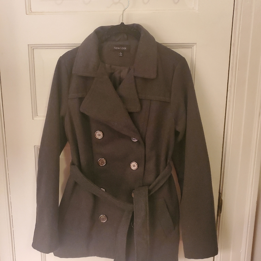 New Look large Dark Gray Slim Pea Coat